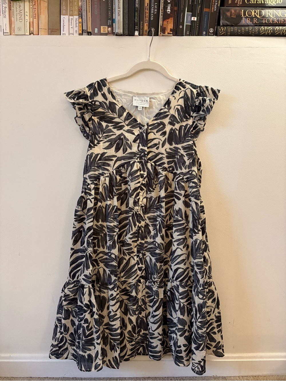Hayden Navy & Cream Leaf-Print Mini Dress